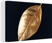 Canvas Schilderij Bladeren - Black en gold - Luxe - Natuur - Planten - 120x80 cm - Wanddecoratie