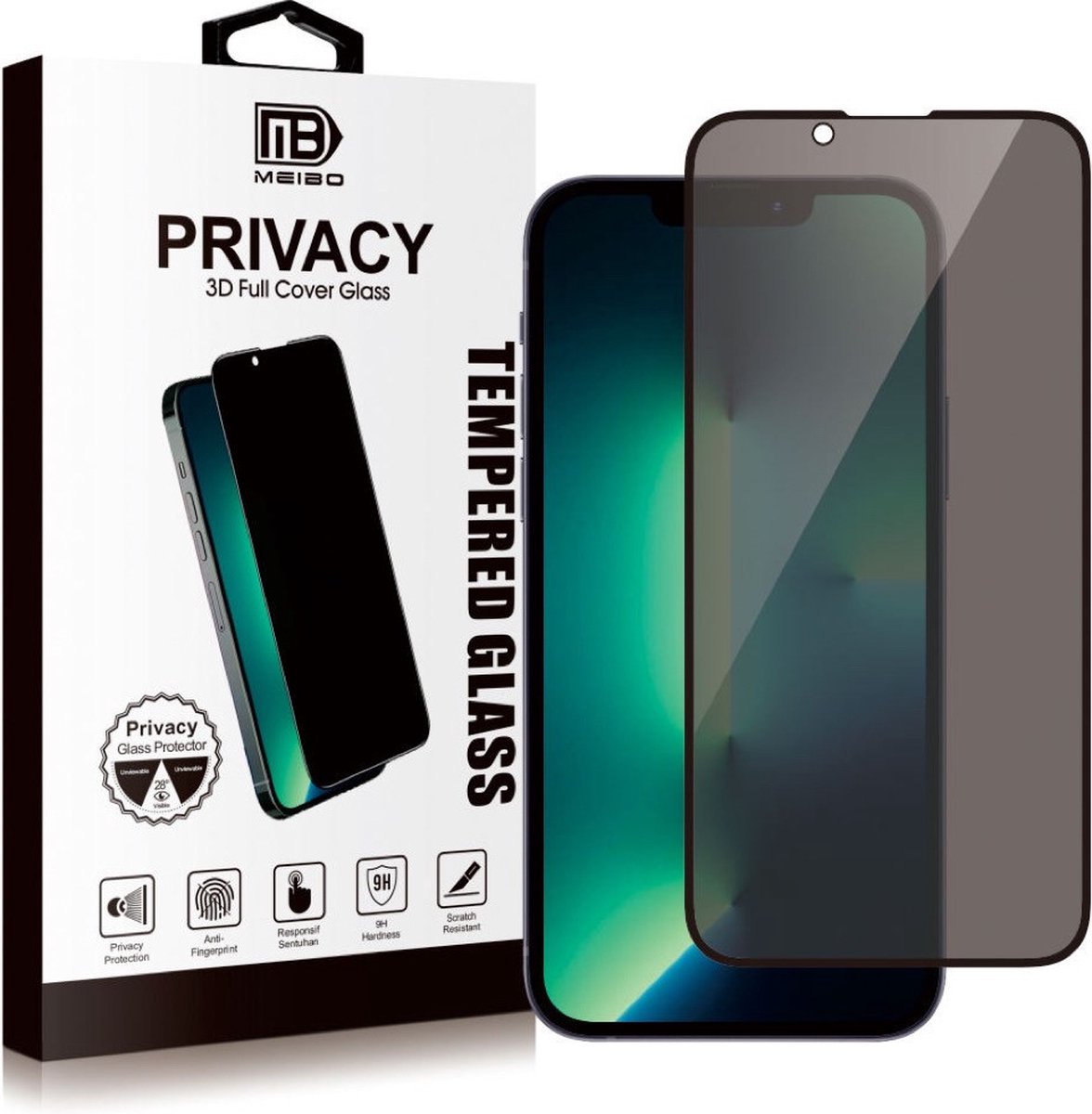 Iphone 13 Mini Meibo Tempered glass Privacy 3D full cover glass