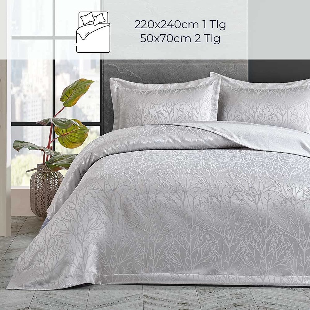 Sprei 220 x 240 cm, blauw, ultrazacht bed, quilt, lichte microvezel, s