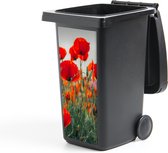 Container sticker Klaproos - Bloemen - Rood - Paars - Weide - 44x98 cm - Kliko sticker
