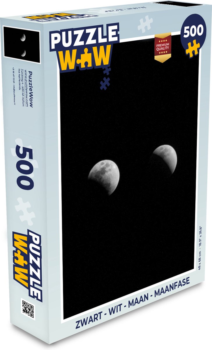 Puzzel Zwart - Wit - Maan - Maanfase - Ruimte - Legpuzzel - Puzzel 500 stukjes