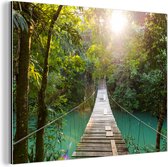 Wanddecoratie Metaal - Aluminium Schilderij Industrieel - Jungle - Water - Brug - Natuur - Planten - 40x30 cm - Dibond - Foto op aluminium - Industriële muurdecoratie - Voor de woonkamer/slaapkamer