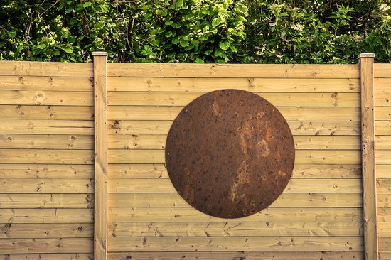 Tuincirkel Bruin - Oranje - Abstract - Vintage - Roest - Patroon - 120x120 cm - Ronde Tuinposter - Buiten