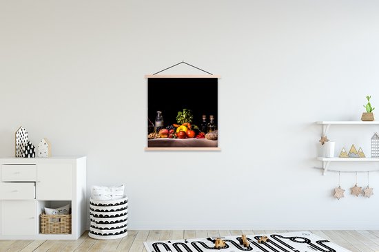Porte-affiche avec affiche - Affiche scolaire - Nature morte - Nourriture - Boisson - Fruit - Zwart - 90x90 cm - Lattes vierges