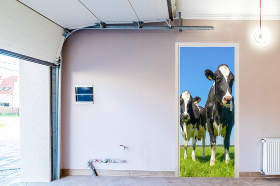 Sticker pour porte Vaches - Pâturage - Herbe - Animaux - Ferme - 95x215 cm - Affiche de porte