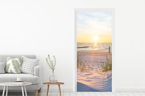 Sticker pour porte Plage - Soleil - Dune - Herbe - Sable - Horizon - 75x205 cm - Door Poster