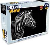 Puzzle Zebra - Zwart - Wit - Portrait - Animaux - Puzzle - Puzzle 500 pièces