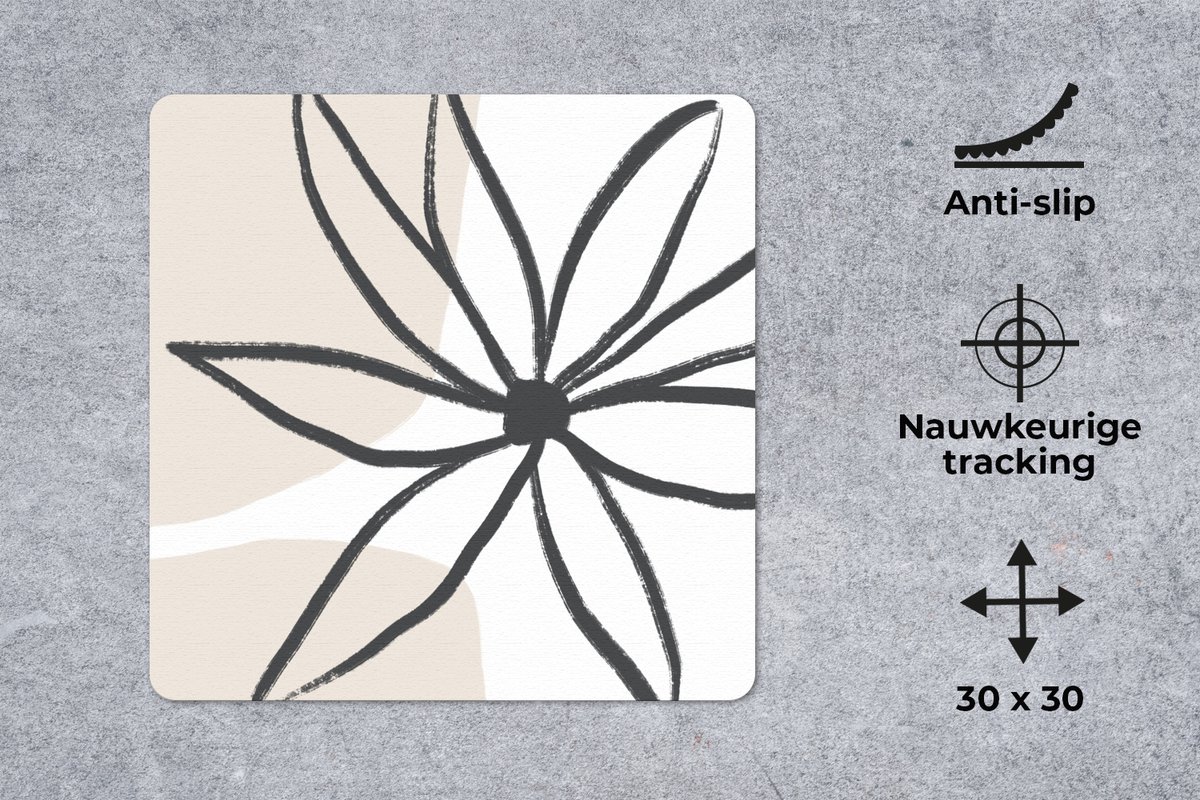 Muismat 30x30 cm - Mousepad Bloemen - Minimalisme - Pastel - Muismatten
