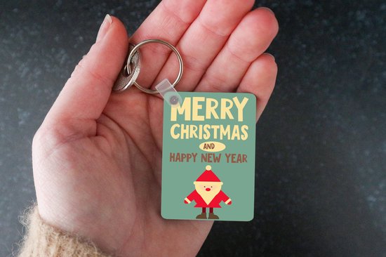 Porte-clés - Illustration - Noël - Père Noël - Citations - Blauw - Vintage - Cadeaux à distribuer - Plastique - Cadeaux Sinterklaas - Cadeaux à distribuer pour enfants - Cadeaux chaussures - Petits cadeaux