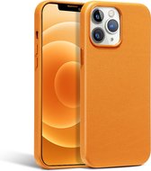 iPhone 14 Pro Max Hoesje Leer Oranje - iPhone 14 Pro Max Mag Safe Hoesje Leder - Magnetische Leren hoesje iPhone 14 Pro Max Magsafe - Oranje Bruin
