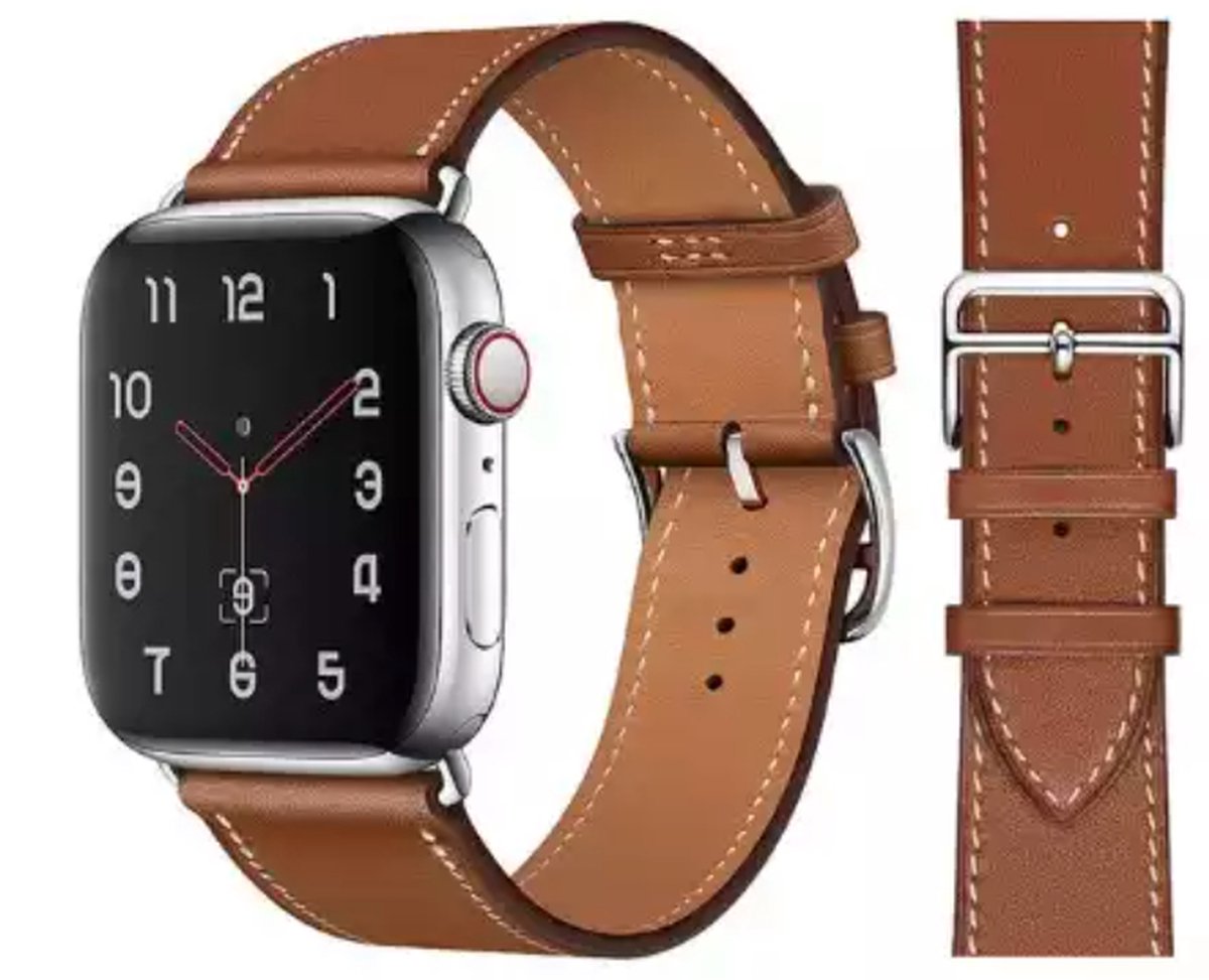 UrbanGoods - Horloge band - Geschikt voor Apple Watch - Echt Leder - 38 - 40 - 41 mm - Bruin - Smartwatch iWatch