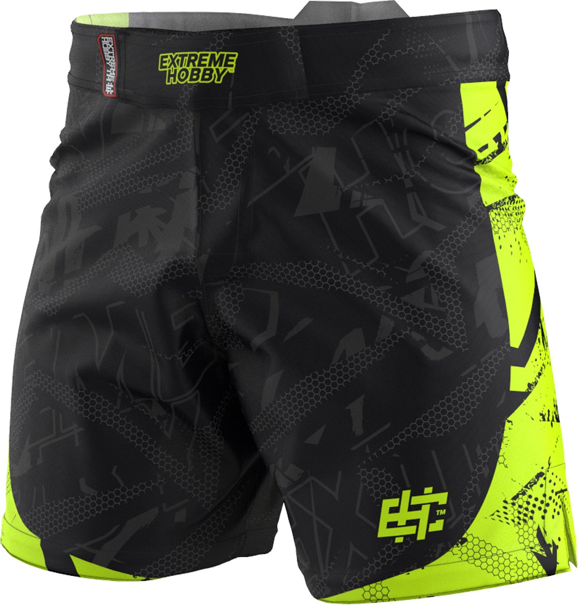 Extreme Hobby - Grappling Shorts - MMA vechtshorts - Fight Shorts - Neo Lime - Zwart, Lime - Maat XL