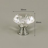 3 Stuks Meubelknop Kristal - Transparant & Zilver - 3*3 cm - Meubel Handgreep - Knop voor Kledingkast, Deur, Lade, Keukenkast