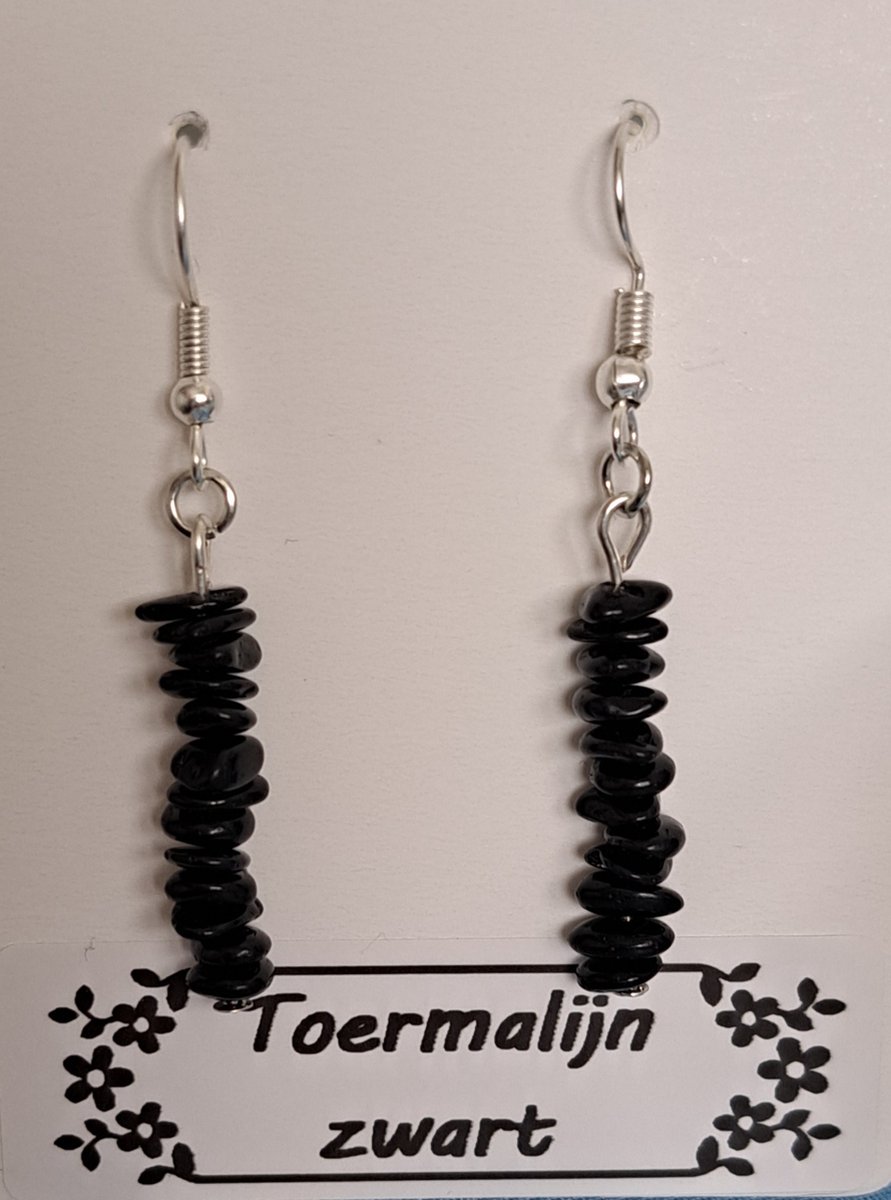 Oorbellen "Toermalijn Zwart" split