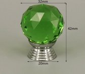 3 Stuks Meubelknop Kristal - Groen & Zilver - 4.2*3.2 cm - Meubel Handgreep - Knop voor Kledingkast, Deur, Lade, Keukenkast