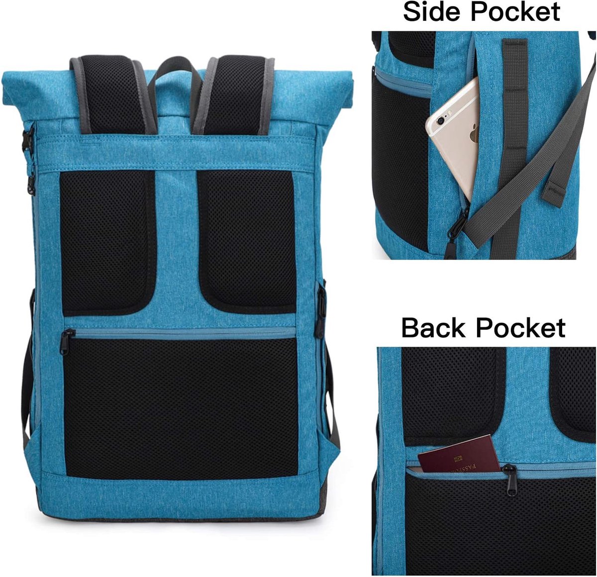 EverVanz Sac à dos pour ordinateur portable Roll Top pour femmes et hommes,  sac à dos... | bol.com