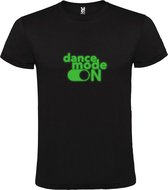 Zwart T-Shirt met “ Dance Mode On “ afbeelding Glow in the Dark Groen Size XS