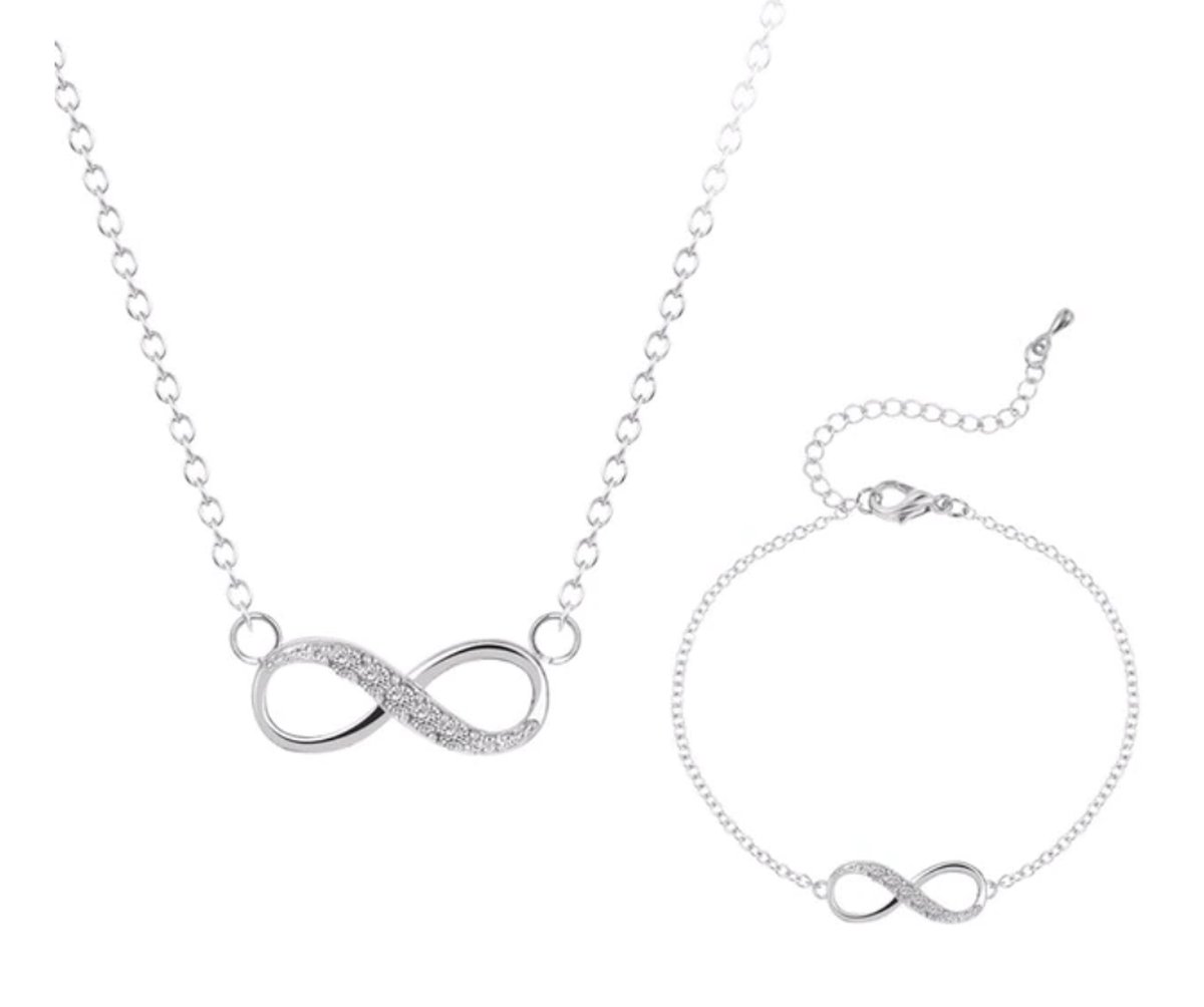 Infinity sieradenset - zilverkleurig - ketting - armband - dames - cadeau voor vrouw - Liefs Jade
