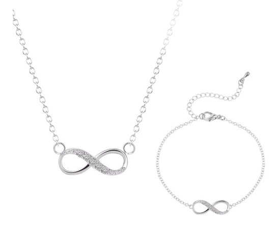 Infinity sieradenset - zilverkleurig - ketting - armband - dames - cadeau voor vrouw - Liefs Jade
