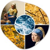 Organische Wanddecoratie - Kunststof Muurdecoratie- Organisch Schilderij - Vermeer - Collage - Kunst- 40x40 cm - Asymmetrische spiegel vorm op kunststof