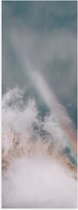 WallClassics - Poster (Mat) - Regenboog met Mist boven Rotsen - 20x60 cm Foto op Posterpapier met een Matte look