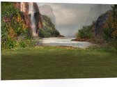 WallClassics - PVC Schuimplaat- Geschilderde Waterval - 105x70 cm Foto op PVC Schuimplaat