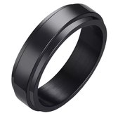 Ring d'anxiété - (Lisse) - Anneau anti-stress - Ring Fidget - Ring pivotant - Ring Ring - Ring Spinner - Couleur noire - (19,00 mm / taille 60)