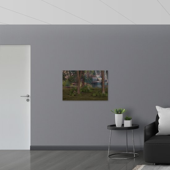 WallClassics - Panneau en mousse PVC - Fleurs et Arbres à la cascade - Photo 90x60 cm sur panneau en mousse PVC (avec système de suspension)