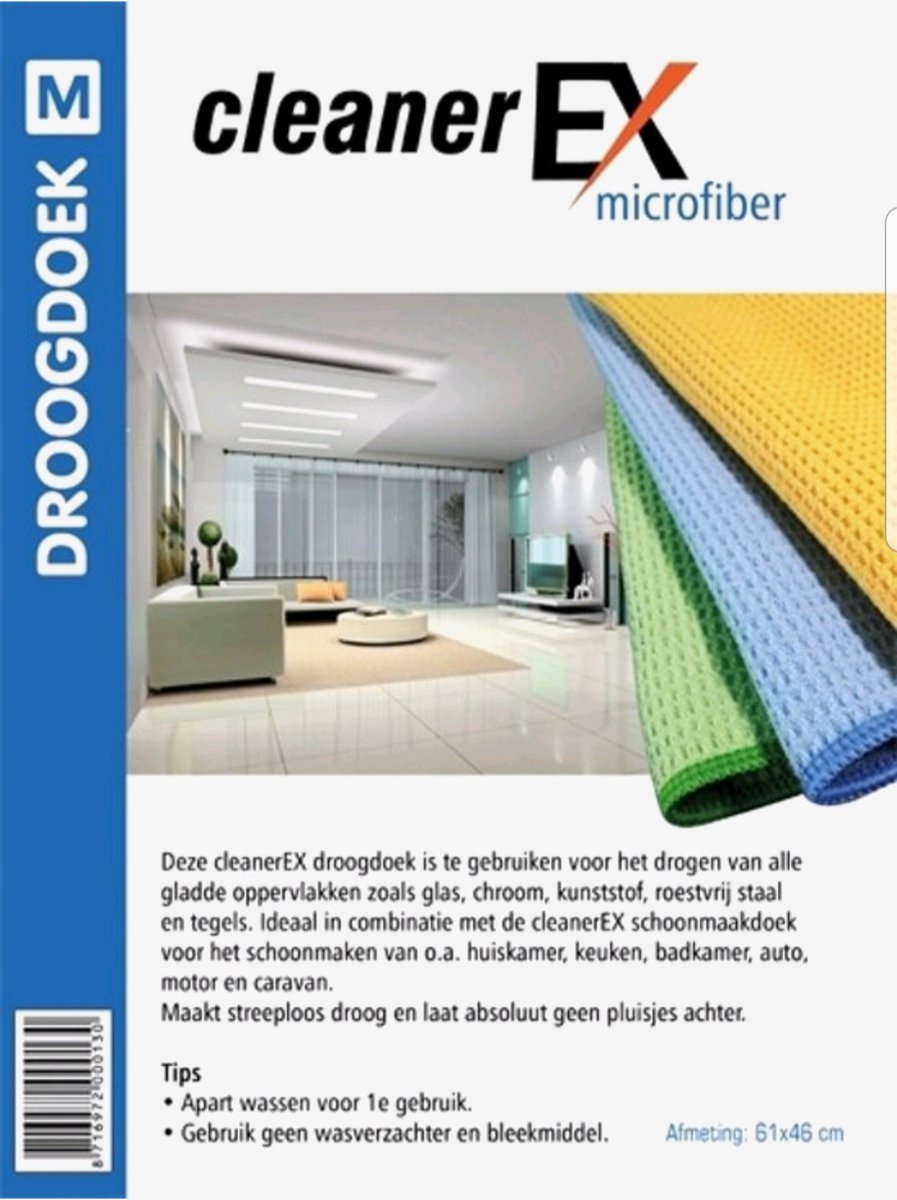 Goedkoopste 2xCleaner EX/Droogdoek(61x46) 2xSchoonmaakdoek(36x31)/Microvezeldoek/Raamdoeken/Groen en Blauw