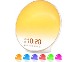BrightLife Wake Up Light Wekker - Licht Wekker - Wekkerradio - 7 Kleuren - Slaaphulp