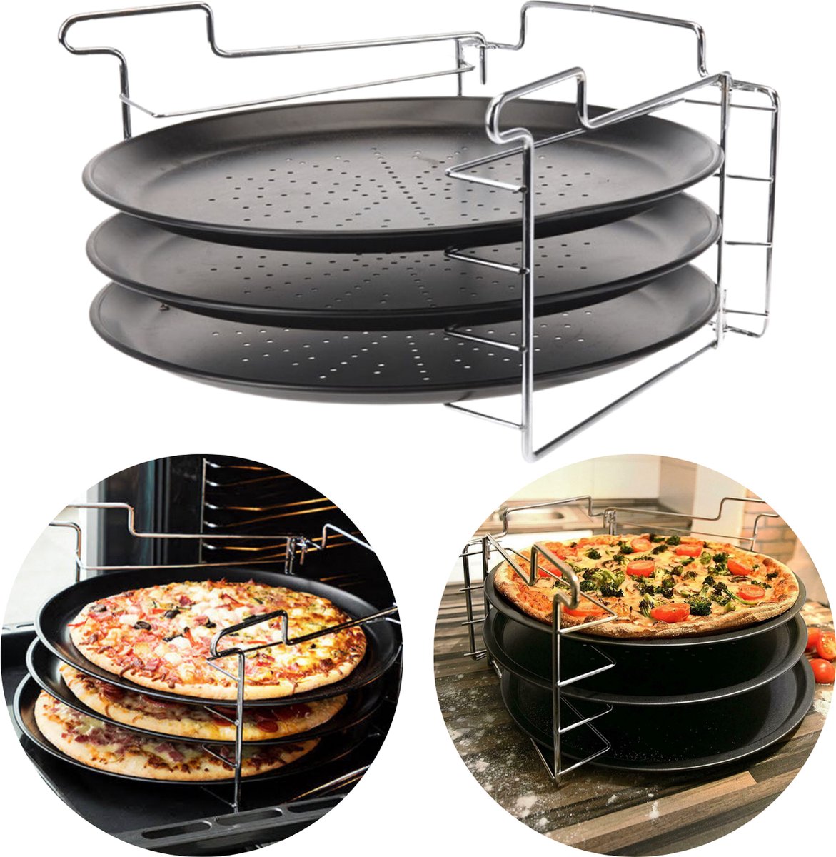 10 Pizza Bakplaat, Niet Stick Pizza Pan, Ronde Bakplaat voor Oven, Chip Pan