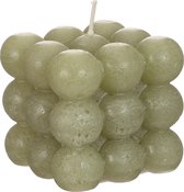 Ideas 4 Seasons - Bubbel Kaars - Kleur: Green (dusty) - L8xB8xH8 cm - Kerst Sinterklaas cadeau