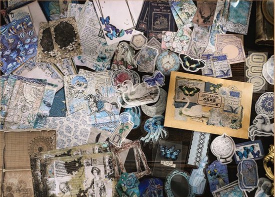 Set van 366 vellen vintage scrapbooking papier 40 x 50 mm - Semi-transparant design papier - Voor het maken van kaarten, notitieboekjes, cadeaudoosjes
