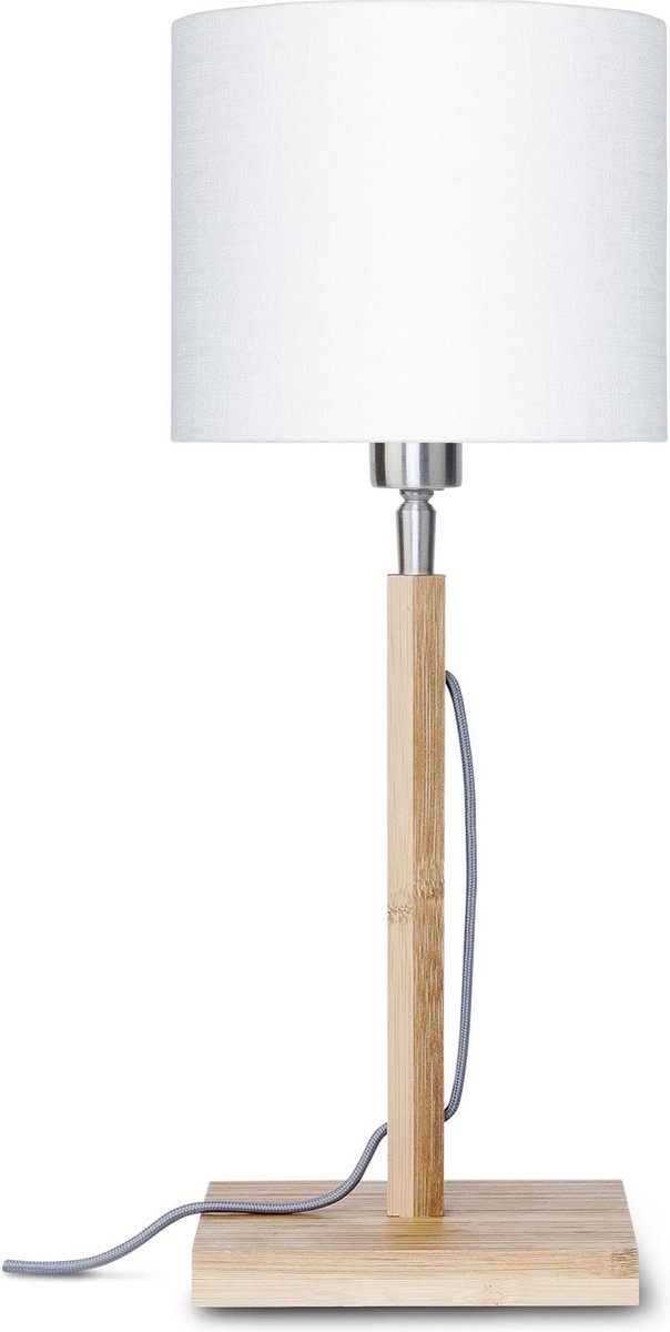 GOOD&MOJO Tafellamp Fuji - Wit/Bamboe - Ø18cm - Scandinavisch,Bohemian