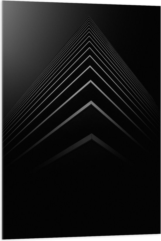 WallClassics - Acrylglas - Stapel Zwarte Abstracte Platen - 70x105 cm Foto op Acrylglas (Met Ophangsysteem)