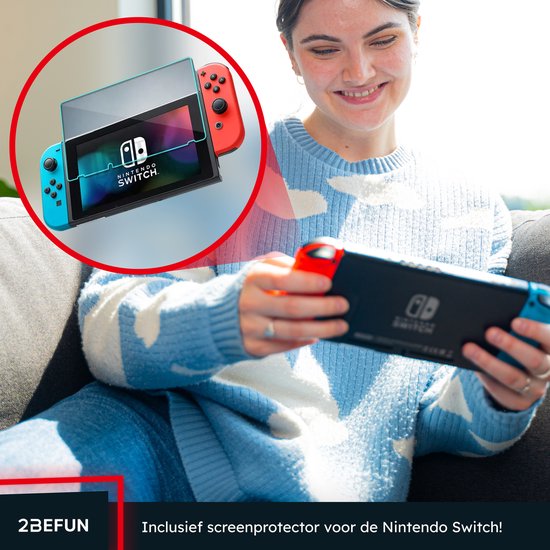 2BEFUN® Nintendo Switch Case incl. Screenprotector geschikt voor Nintendo Switch - Nintendo Switch Hoes - Nintendo Switch Accessoires - Zwart - 2BEFUN