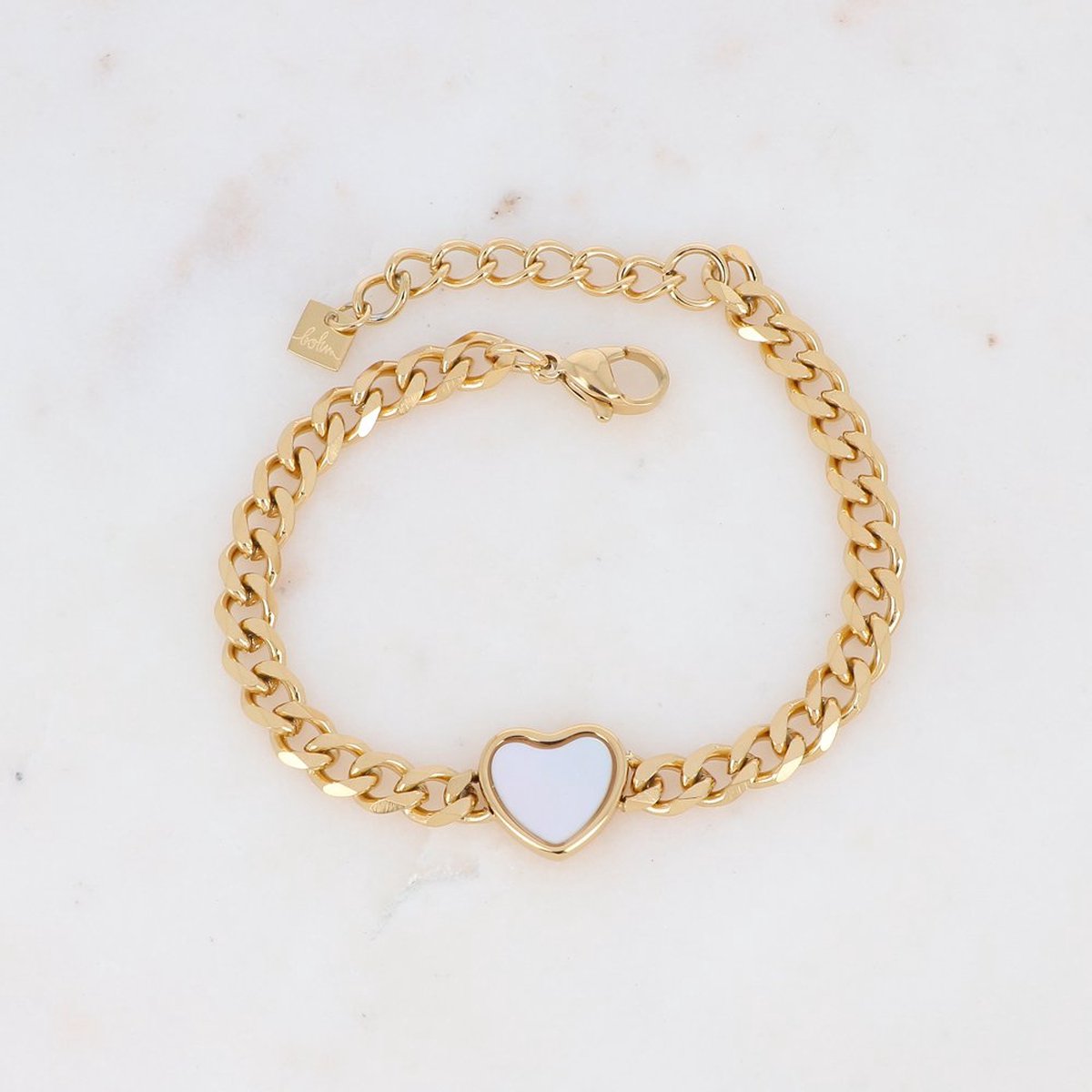 Gouden Sweet armband met natuurstenen hartje