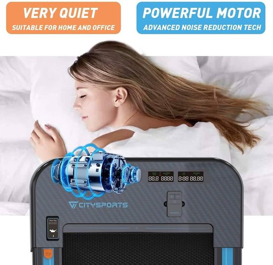 CITYSPORTS Loopband voor thuis/kantoor, 440 W motor, slank en stil, lcd-scherm en teller, ingebouwde Bluetooth-luidspreker