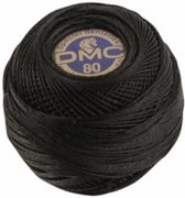 Fil à crocheter Dmc fin épaisseur 80 adapté aux mouchoirs Frivolite et au crochet No 310 / Zwart