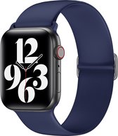 By Qubix Elastische Solo Loop bandje - Donkerblauw - Geschikt voor Apple Watch 42mm - 44mm - 45mm - Ultra - 49mm - Compatible Apple watch bandje -