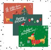 Set de 3 cartes de Noël teckel | Cartes de Noël teckel | Carte avec teckel