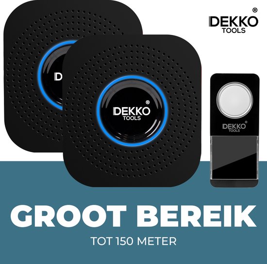Dekko Tools Deurbel Draadloos 150m - Plug & Play - 2 Ontvangers - 58 soorten geluiden - Waterdicht — afbeelding 4