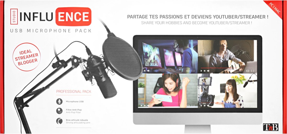 Influence - streamer pack - microfoon - windkap - verstelbaar