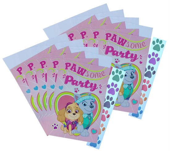 PAW Patrol - Uitnodigingen - Kinderfeestje - Sky - Everest - Pawsome
