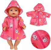 Poppenkleertjes - Geschikt voor Baby Born pop - Roze regenjas - Outfit voor babypoppen - Lange jas