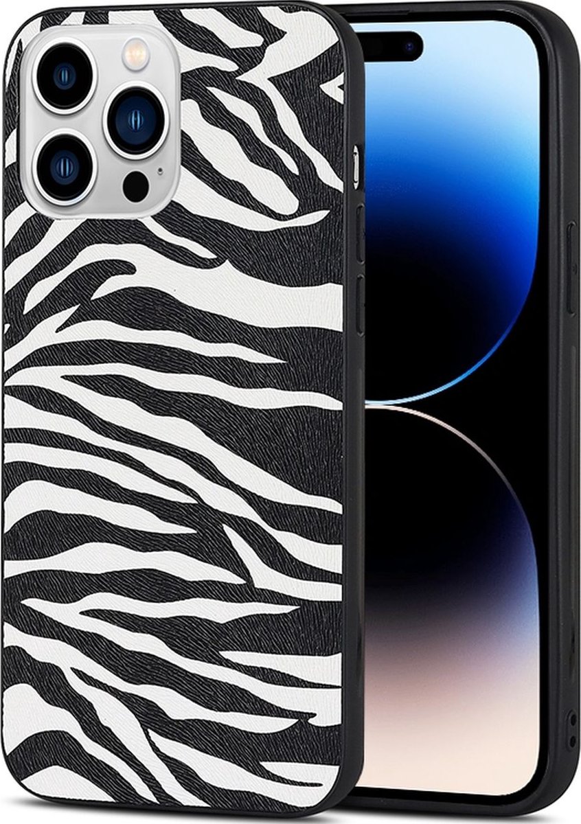 Mobigear Hoesje geschikt voor Apple iPhone 14 Pro Max Telefoonhoesje Flexibel TPU | Mobigear Safari Backcover | iPhone 14 Pro Max Case | Back Cover - Zebra