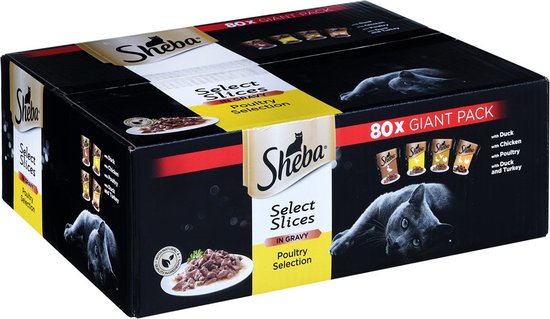 SHEBA Selectie Gevogeltearoma's in saus - nat kattenvoer - 80x 85 g