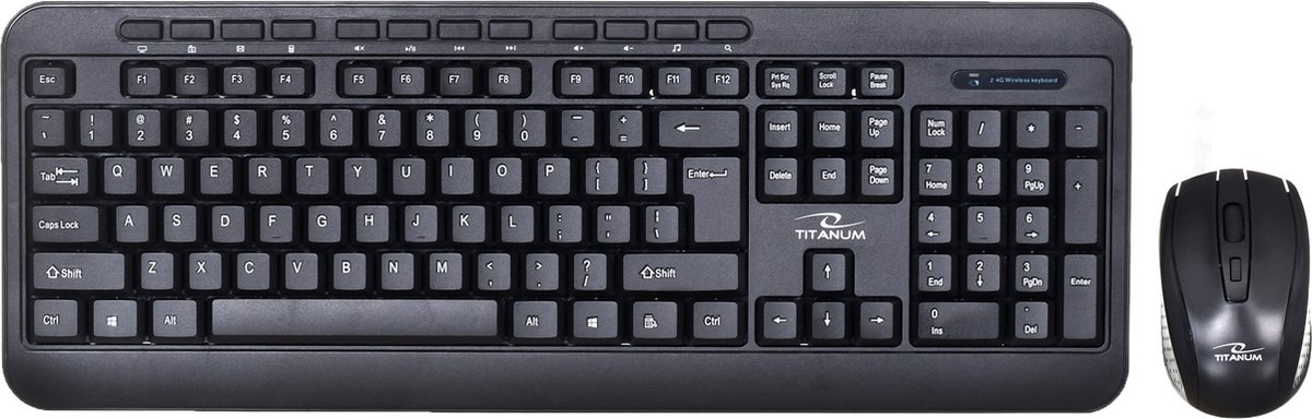 TITANUM TK109 Draadloze set - USB-toetsenbord + muis Zwart