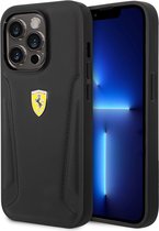 iPhone 14 Pro Backcase hoesje - Ferrari - Effen Zwart - Leer