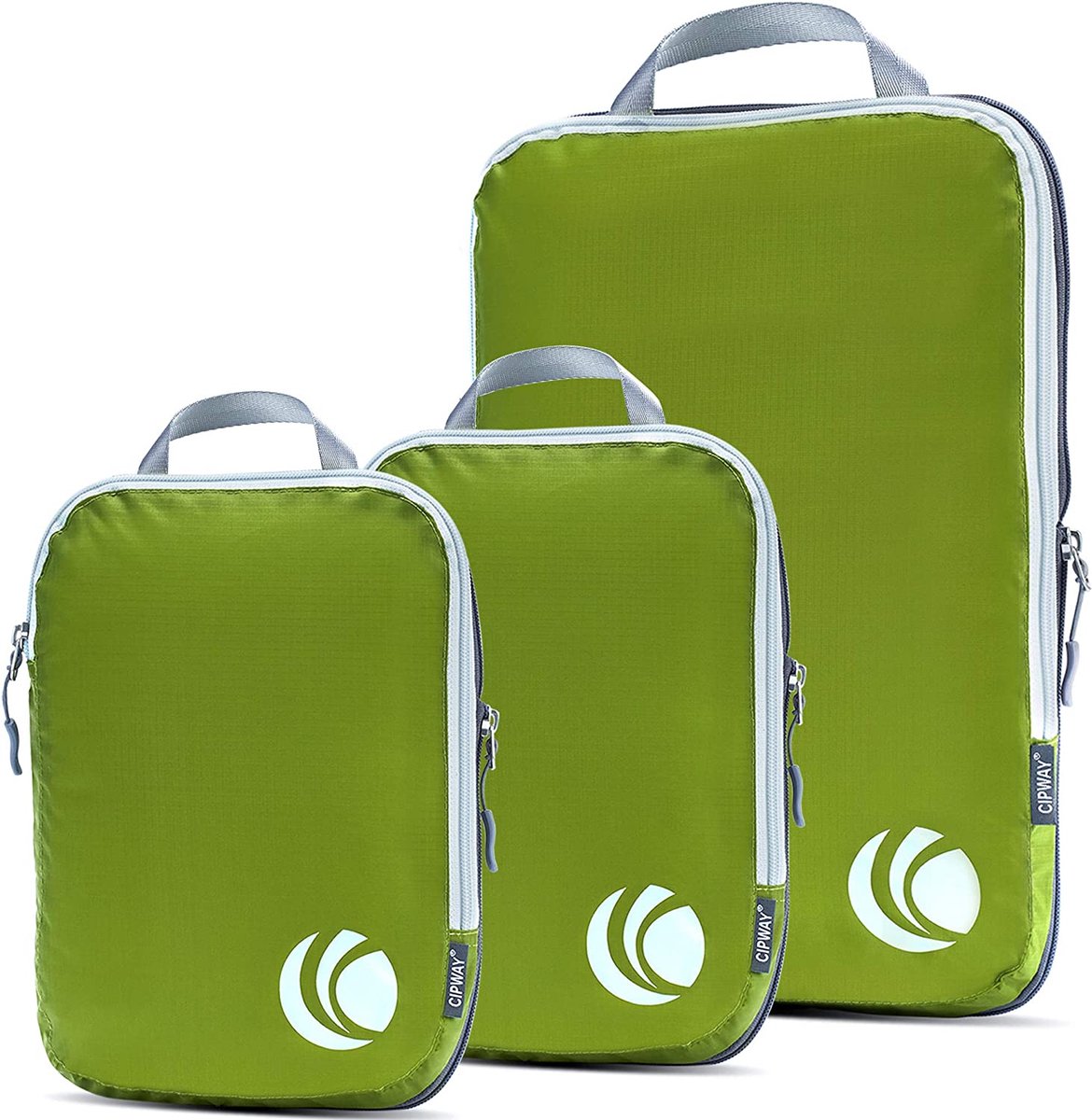 Cipway Compressie-pakkubus-set, ultralicht, uitbreidbaar, reisorganizer voor handbagage (groen, 3 stuks)